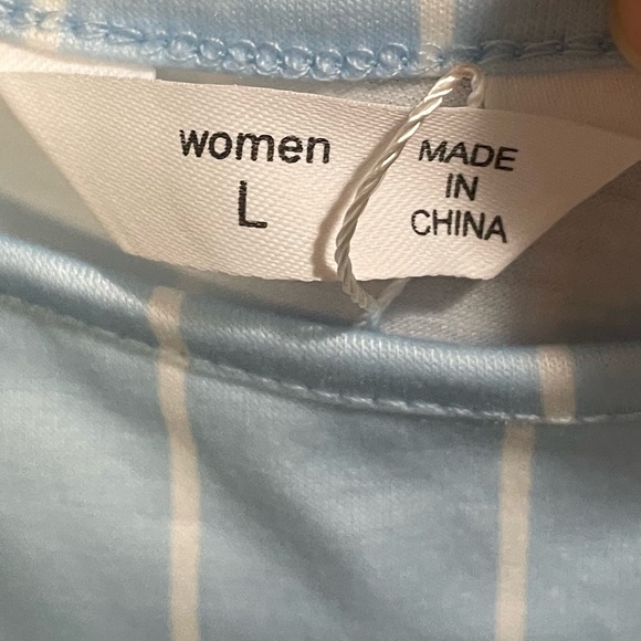 Maternity Blue Stripe Tie Shoulder Size Large - Picture 6 of 9